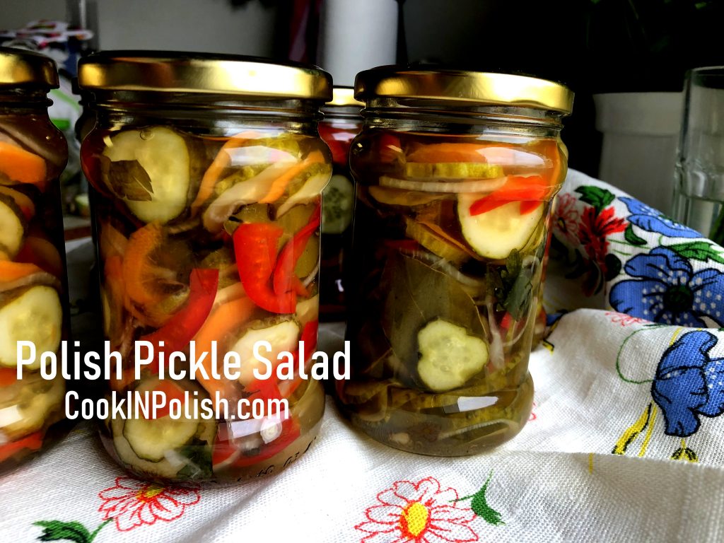 Polish pickle salad in jars.
