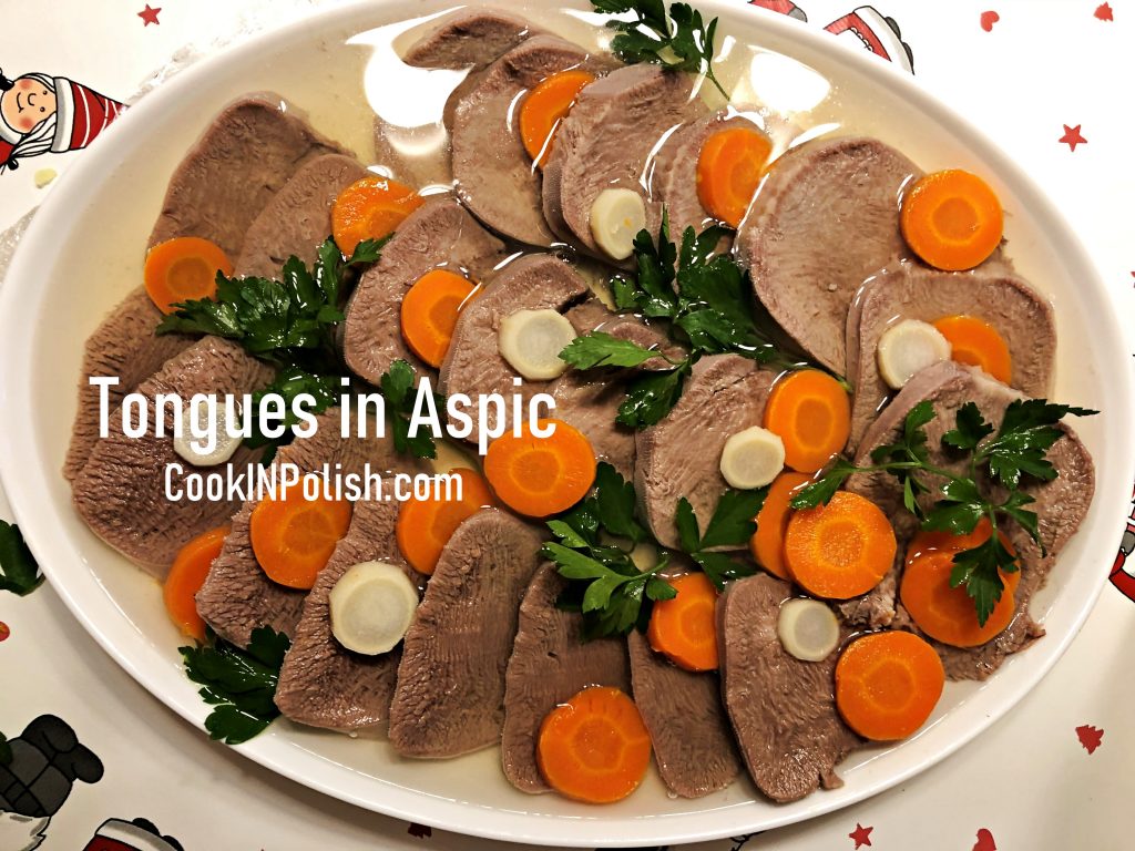 Beef tongues served in aspic