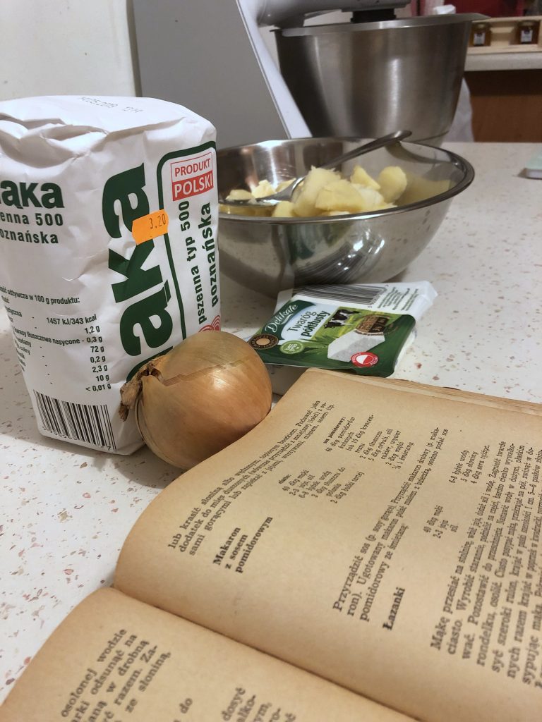 Ingredients for pierogi ruskie and recipe