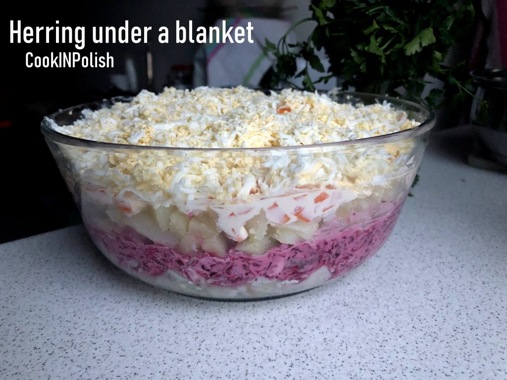 Herring salad in a bowl