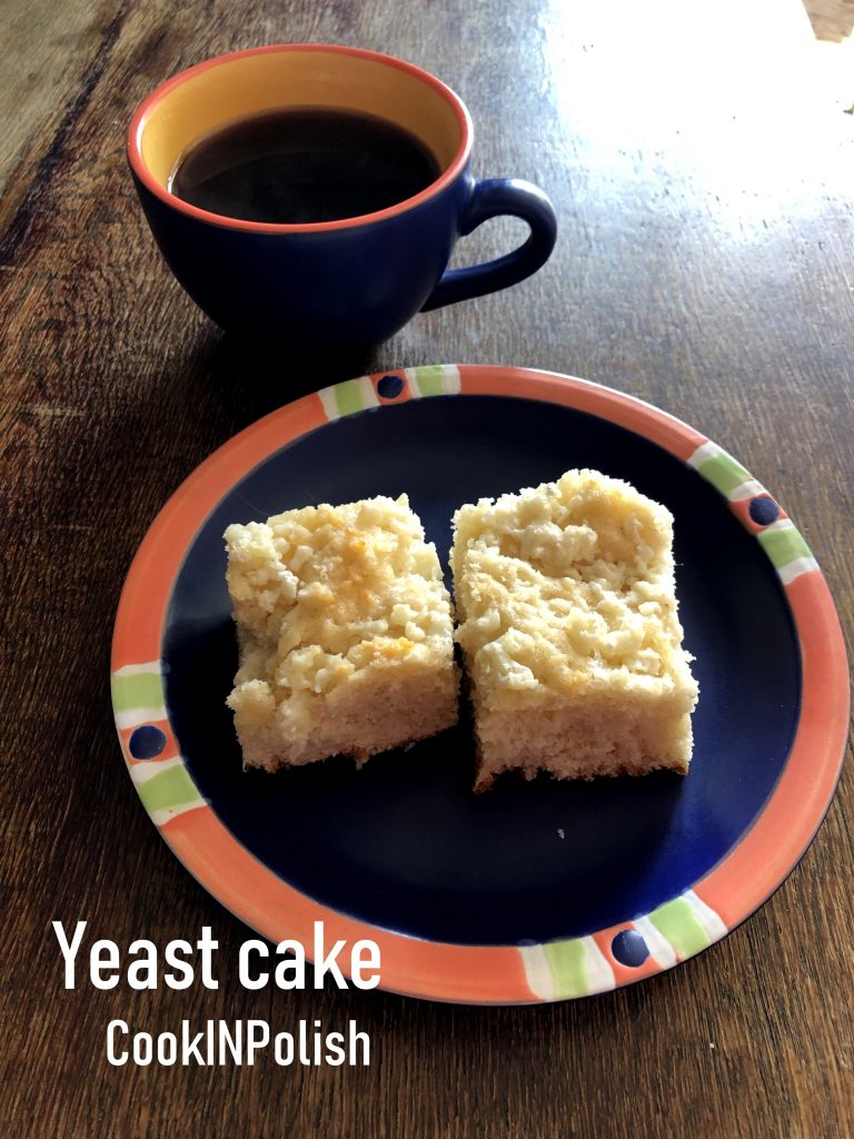 Polish yeast cake served with coffee.