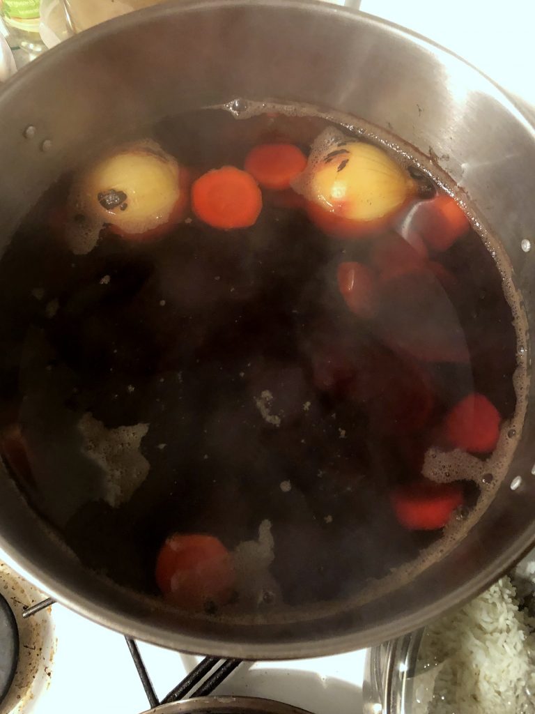 Beets borscht in a pot