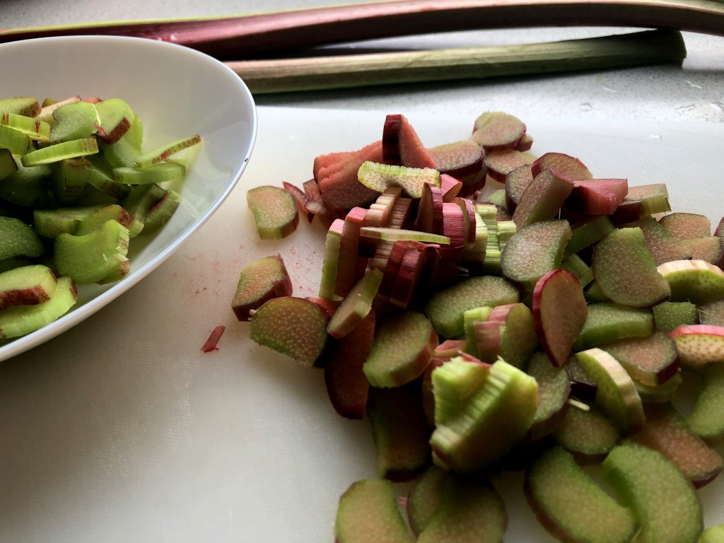 Rhubarb cut for cake