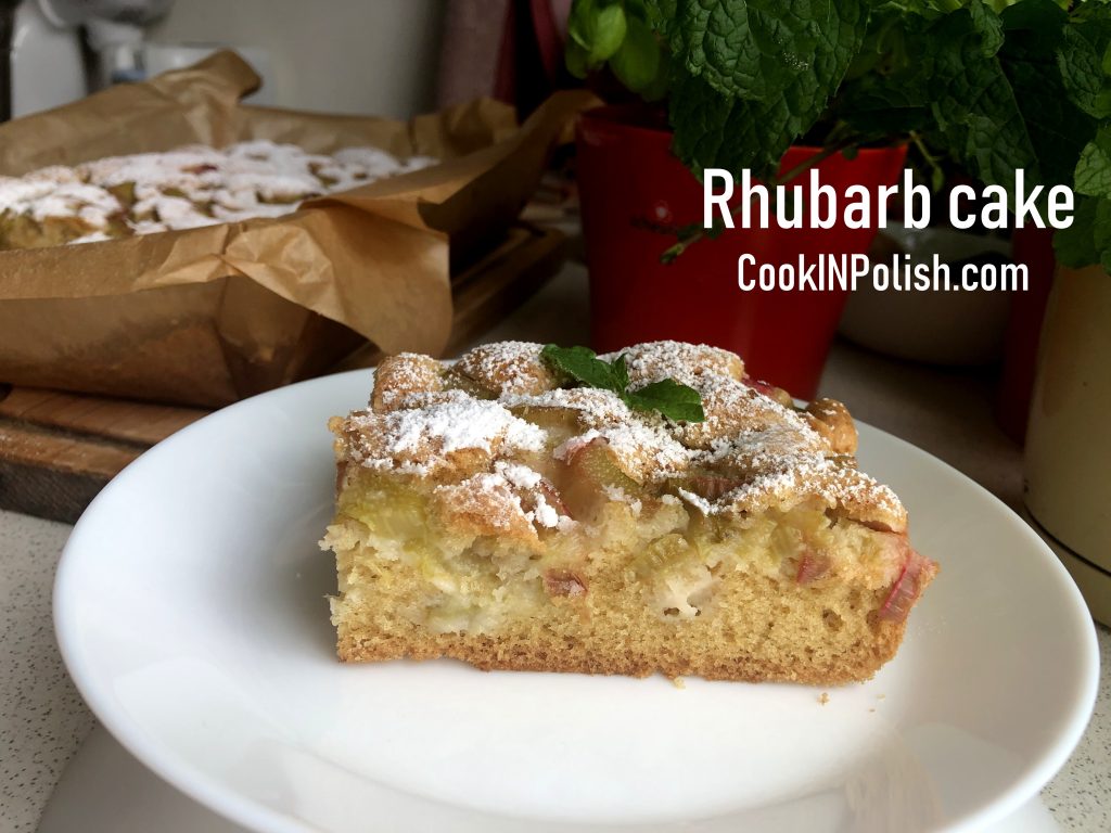 Rhubarb Cake served