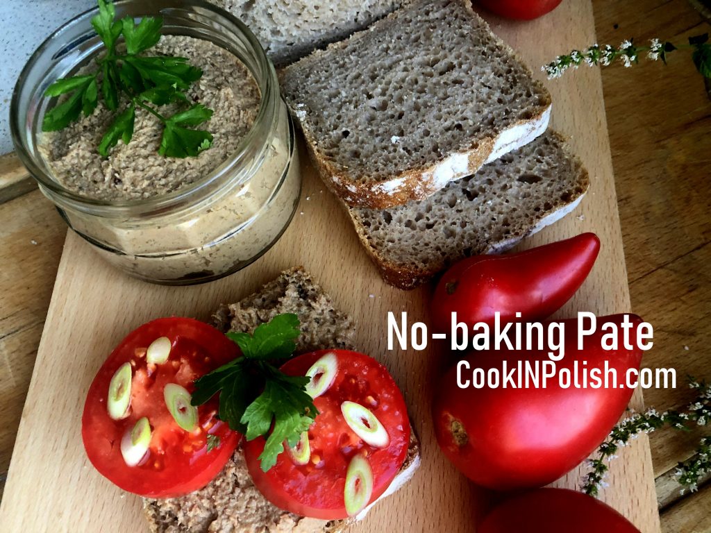 Bread with No baking turkey pate served on rye bread with tomato.