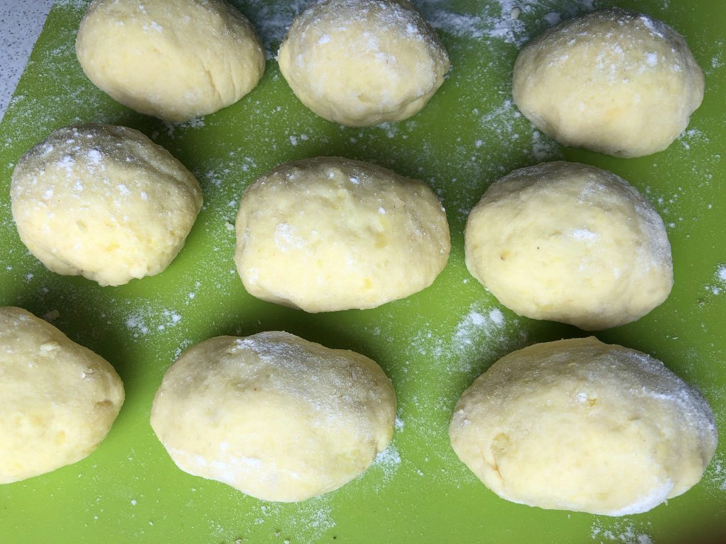 Polish plum potato dumplings ready to be cooked 