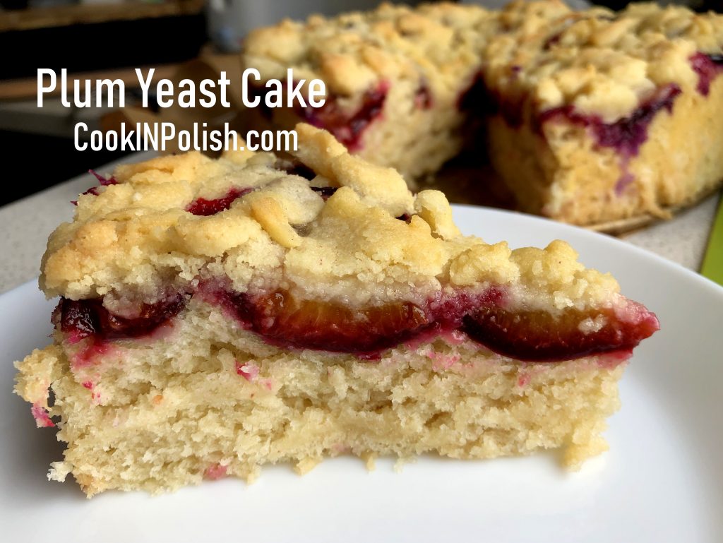 Polish plum yeast cake on the plate