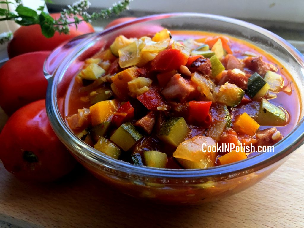 Polish Leczo served in a bowl