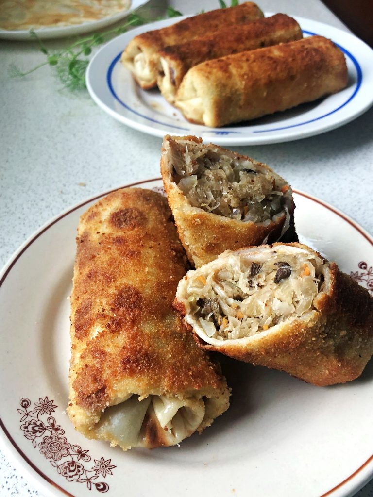 Sauerkraut and Mushroom Croquettes served on the plate