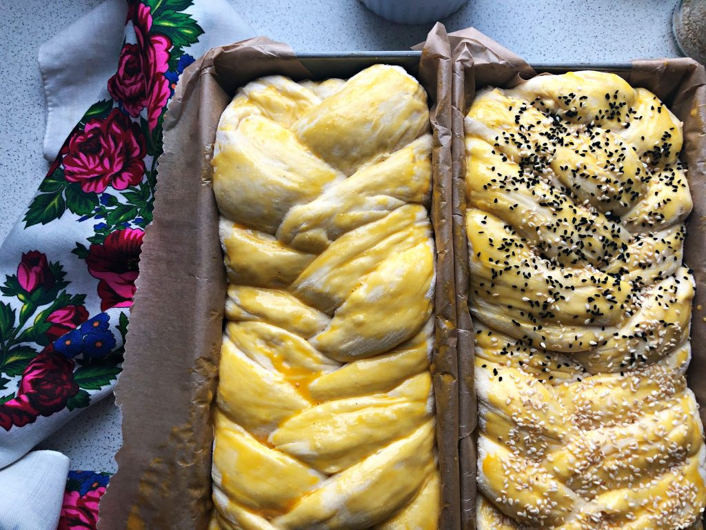 Braided Yeast Eastern Bread before baking