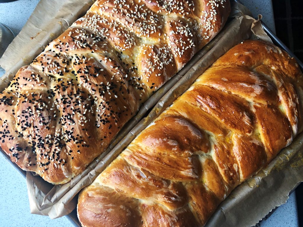 Braided Yeast Eastern Bread baked.