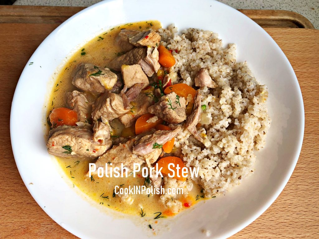 Polish Pork Stew served with barley