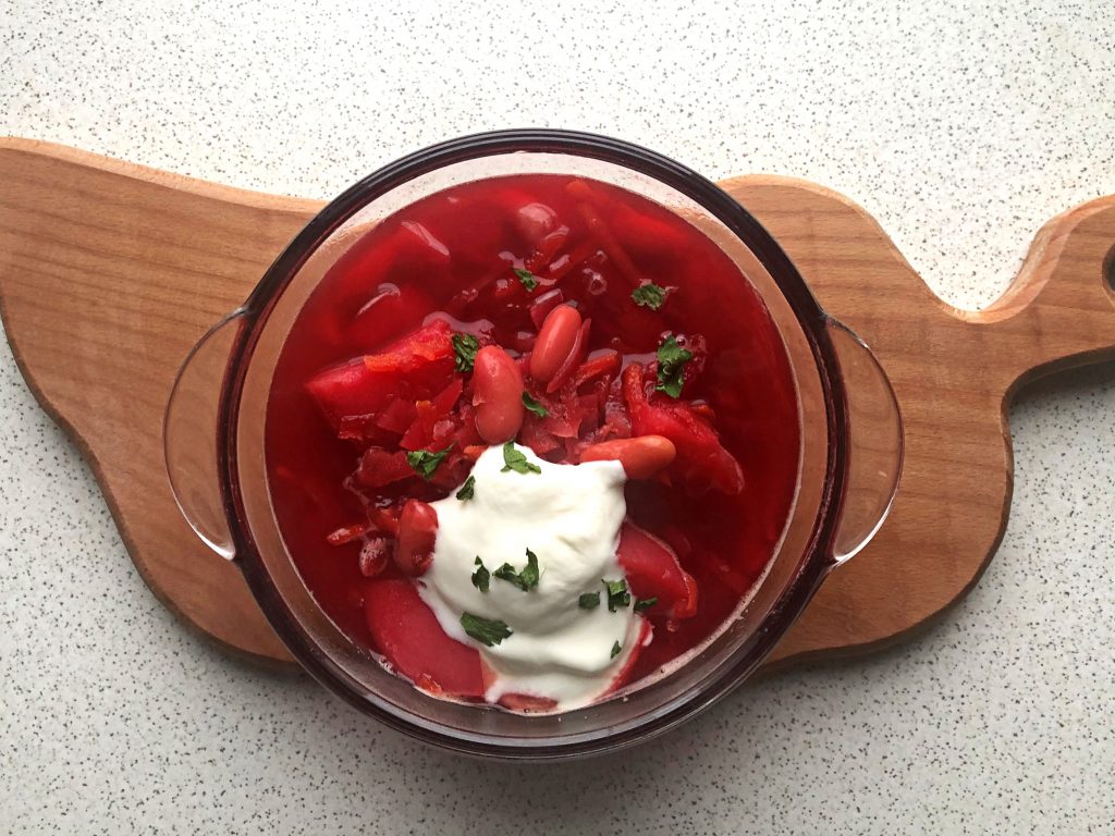 Polish Ukrainian Borscht served with sour cream