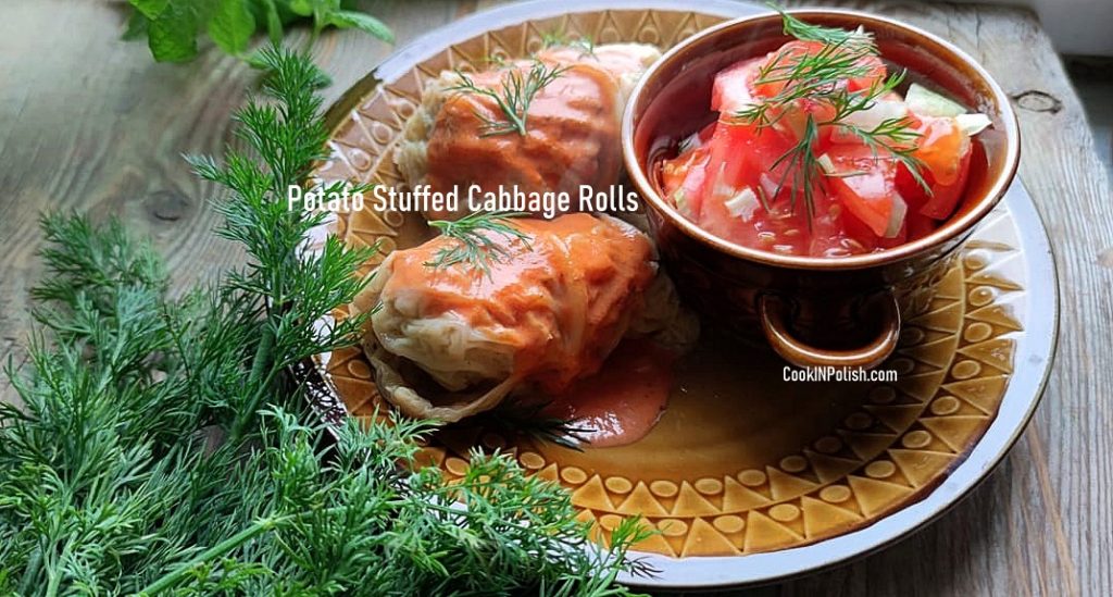 Potato Stuffed Cabbage Rolls served