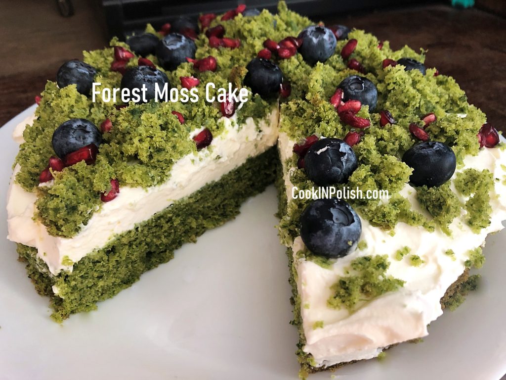 Forest moss cake served
