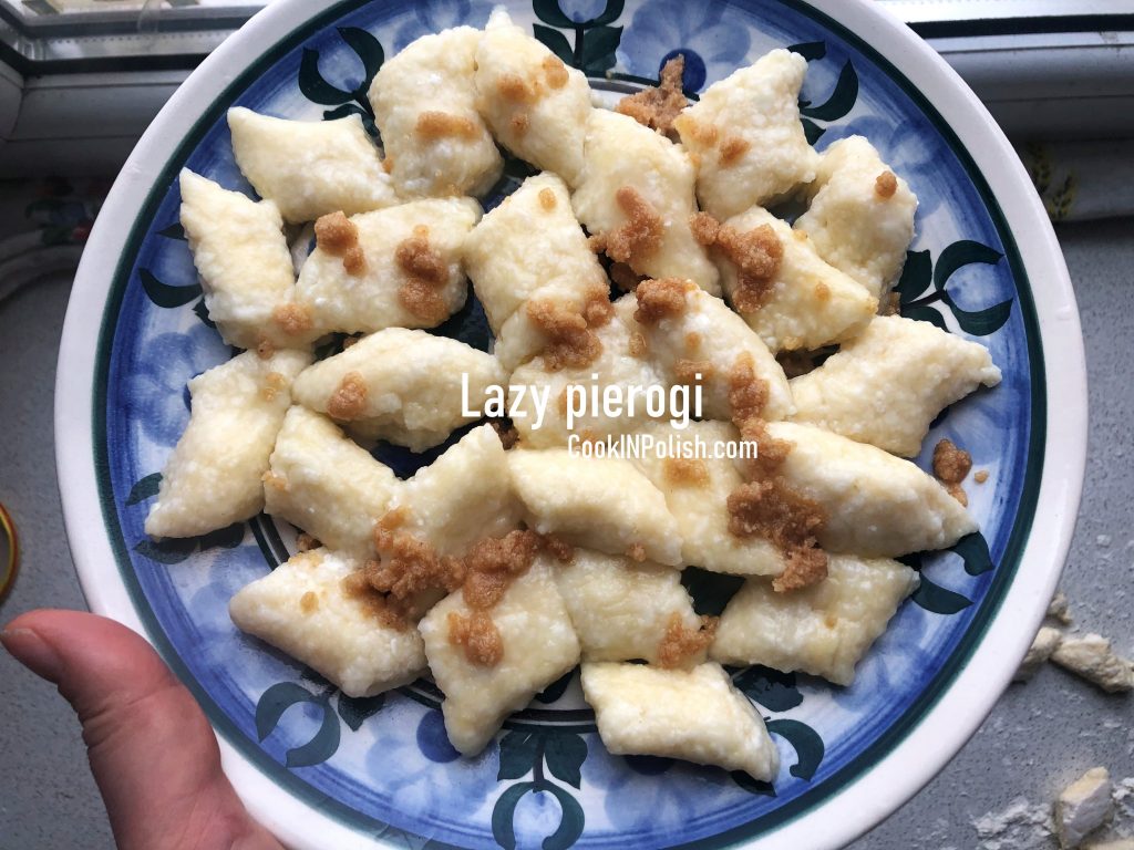 Lazy pierogi served on a plate