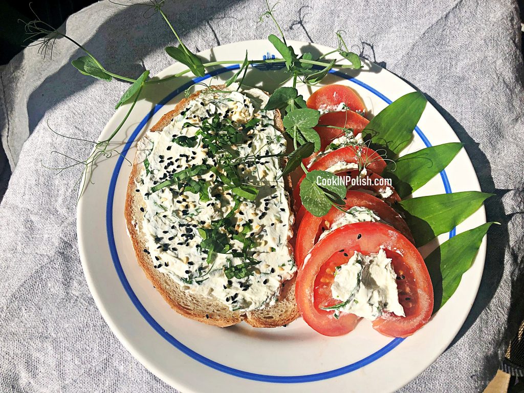 wild garlic cream cheese served