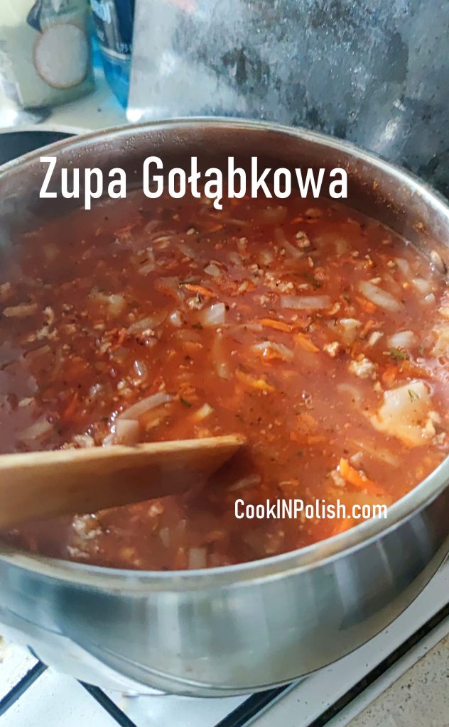 Cabbage Rolls Soup in a pot