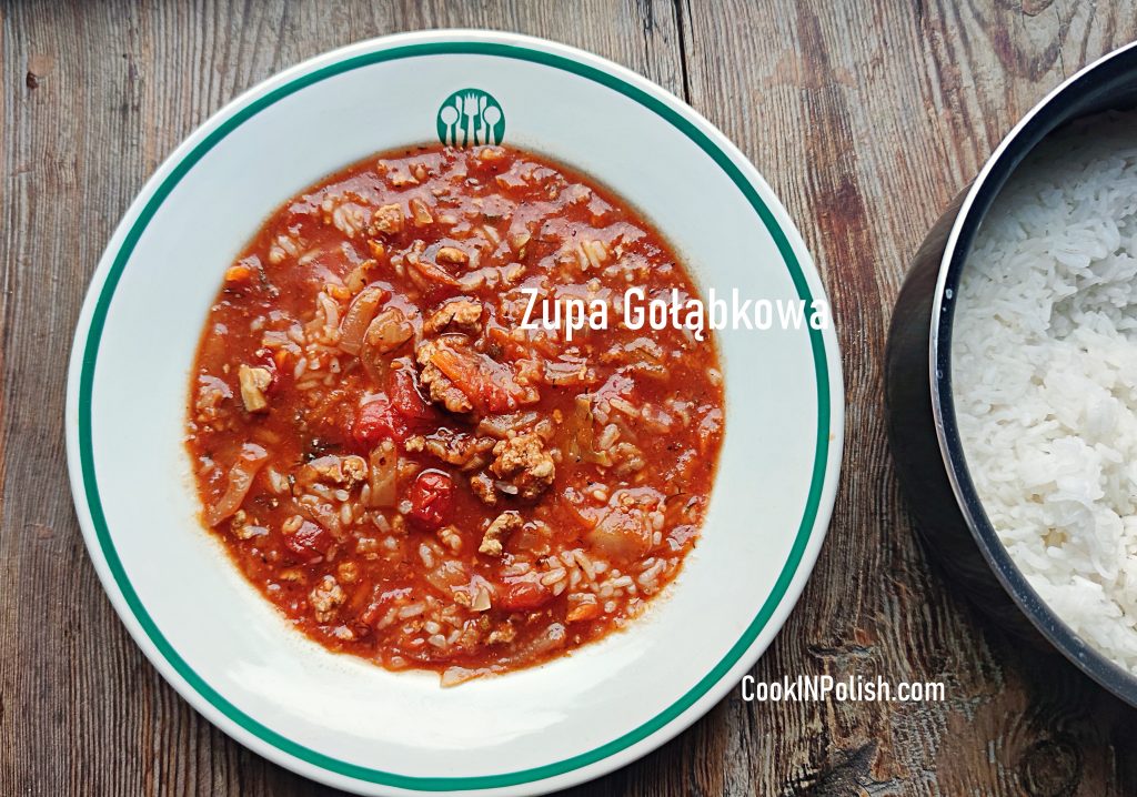 Cabbage Rolls Soup served in a plate