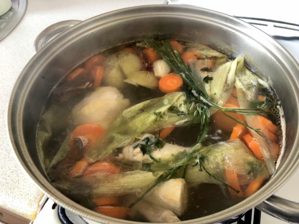 Polish Broth - Rosół almost cooked in the pot