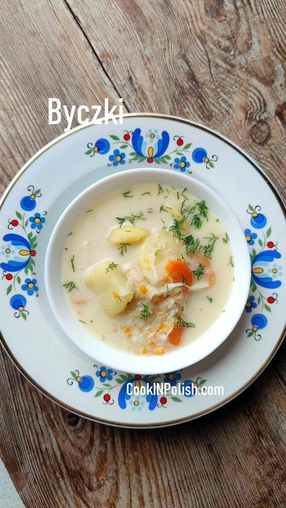 Byczki Sweet Sauerkraut Soup served on a plate