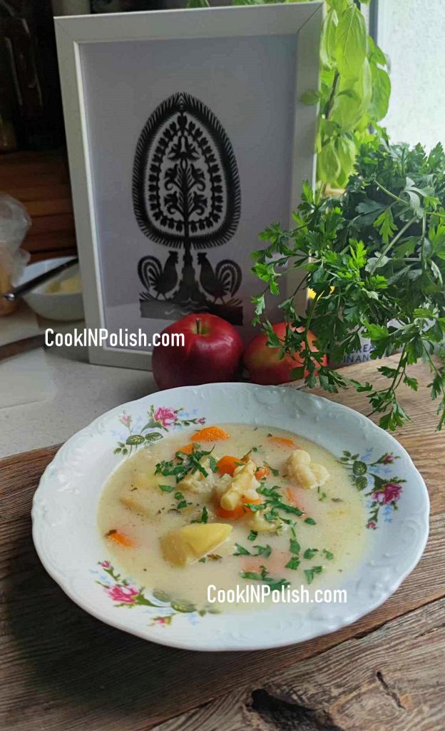 Polish Vegetable Soup served in a plate
