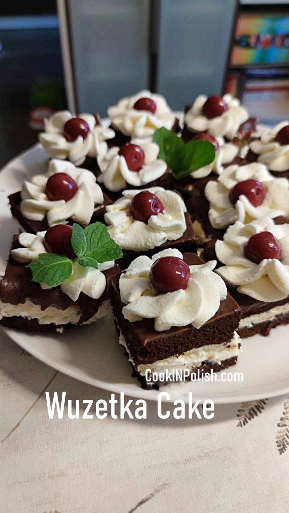 Wuzetka Cake served on a plate