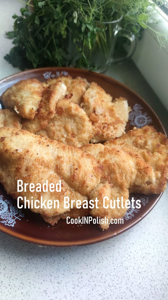 Breaded Chicken Breast Cutlets served