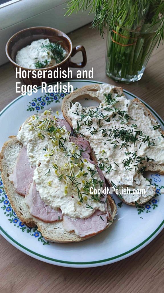 Easter Horseradish and Eggs Relish on a sandwich