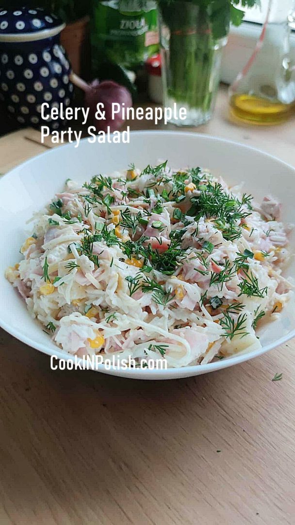 Celery & Pineapple Party Salad in a bowl